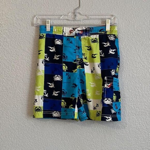 Nautica Trunks Bermuda Shorts Youth Boys Swim Breathable Beach Drawstring Sz 7X - Picture 1 of 4